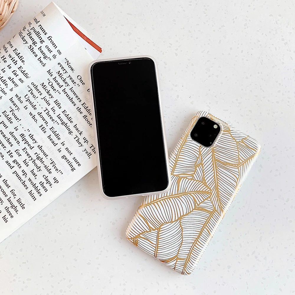 Роскошный золотой чехол для iPhone 11 Pro Max Leaf IMD с принтом Fundas i Phone Cases Xr Xs X 8 7 ТПУ Мягкий