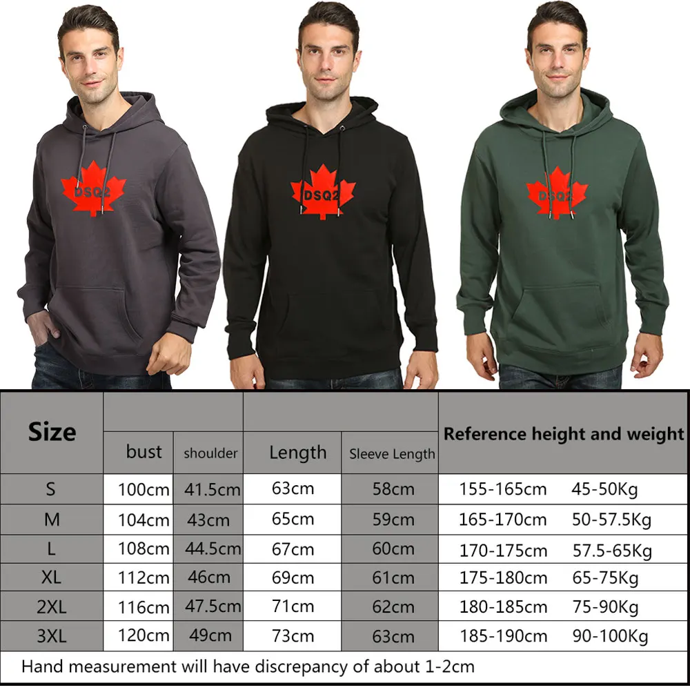 

winter style dsq brand Men's 100% cotton casual long sleeve Unisex hoody warm letter Hoodie sweatshirt for men black