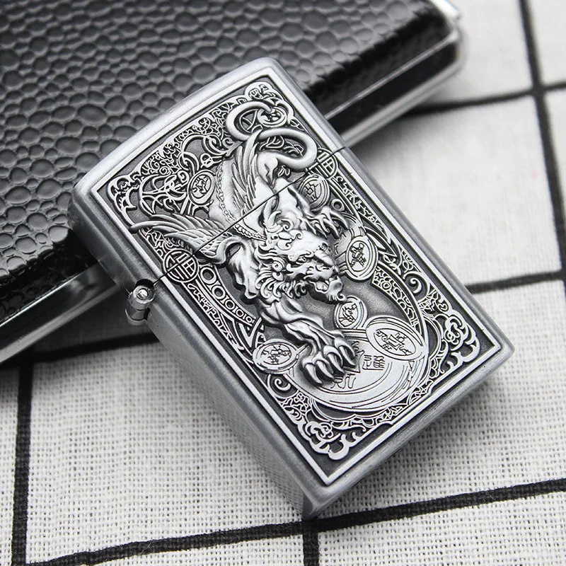 Butane Gas Lighter Retro Windproof Lighter Straight Inflatable Adjustable Flame Lighter Cigarette Smoking Accessories for Man