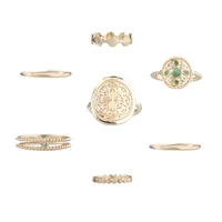 personalized new simple emerald totem pattern ring diamond 7 piece diamond ring girl ring jewelry