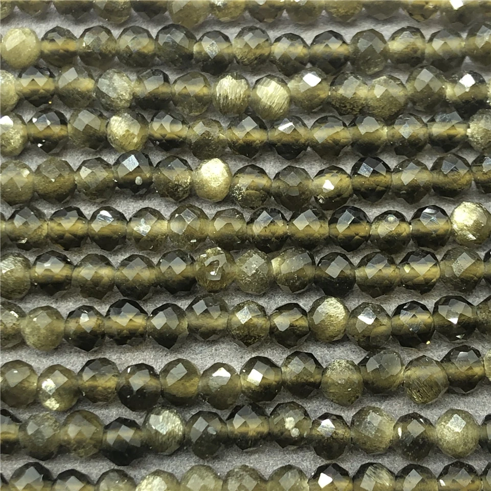 Золотистый обсидиан 2/3/4 мм маленькая фотоблестящая огранка сделай сам - купить по