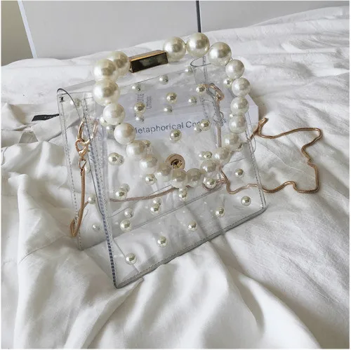 

Women PVC Mini Chain Bag Laser Transparent Clear Tote Shoulder Crossbody Handbag