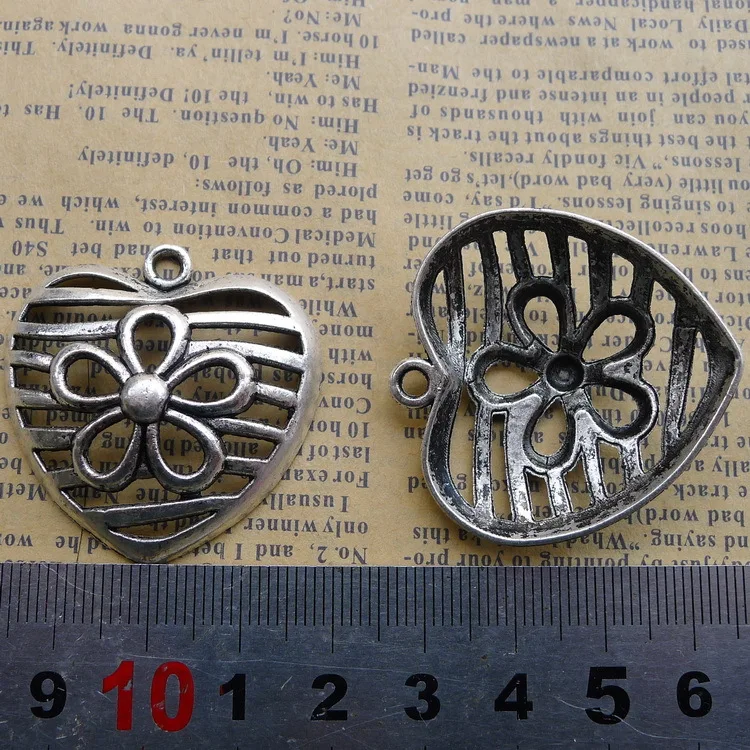 

4pcs Accessories For Earrings Antique Silver Color Love Charms 37x37mm