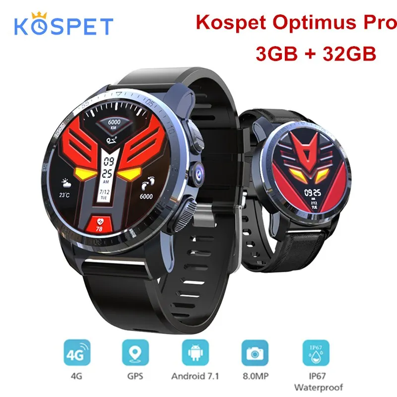 Смарт-часы Kospet Optimus Pro с GPS 4G Wi-Fi Android 7.1.1 камера 8 МП 3 Гб ОЗУ 32 ПЗУ | Электроника