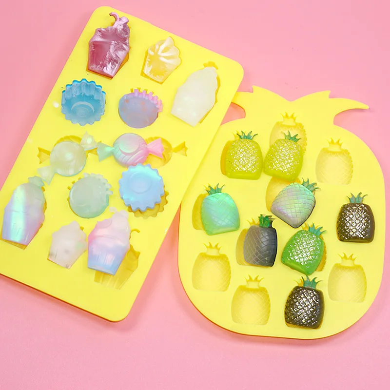Фруктовые Конфеты Мультяшные ананасовые силиконовые формы УФ полимерные для