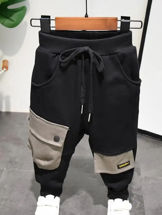 pants Комплекты одежды для маленьких мальчиков; повседневные комплекты верхней одежды с буквенным принтом; сезон осень-зима; спортивный костюм с длинными рукавами; комплект одежды из топа и штанов и шапки - Цвет: pants