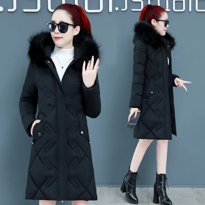 Winter Jacket Women Fur Collar Long Parka Warm Slim Winter Coat Woman Puffer Jacket Padded Outwear Coat Women