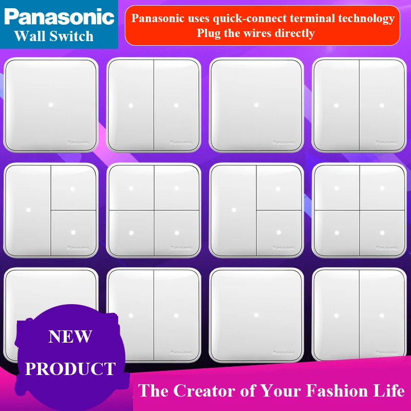 Panasonic 1 банда 2 банды 3 банды 4 настенный выключатель 1 способ 2 способ выключатель света случайный щелчок вкл/выкл домашний переключатель с Светодиодный индикатор