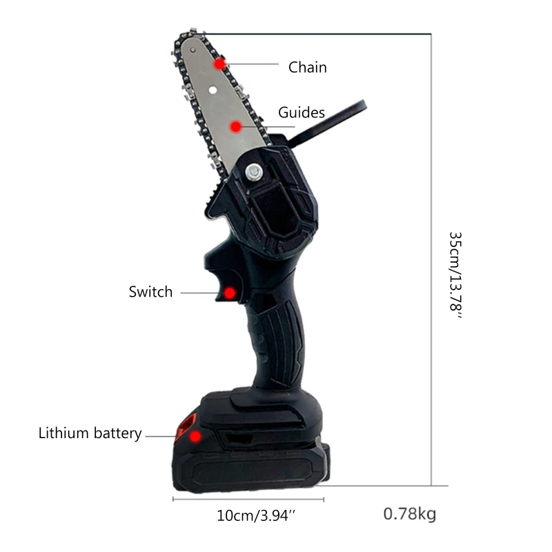 

Wireless Portable Rechargeable Lithium Battery Electric Pruning Saw Mini Woodworking One-handed Garden Logging Chain Saw