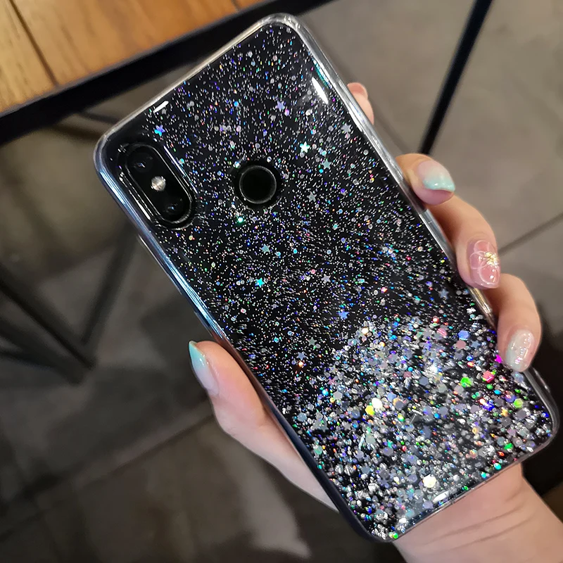 Блестящий Прозрачный чехол для телефона со звездой Xiaomi 6 6X 9 8 SE Lite Redmi K20 Pro Note 7