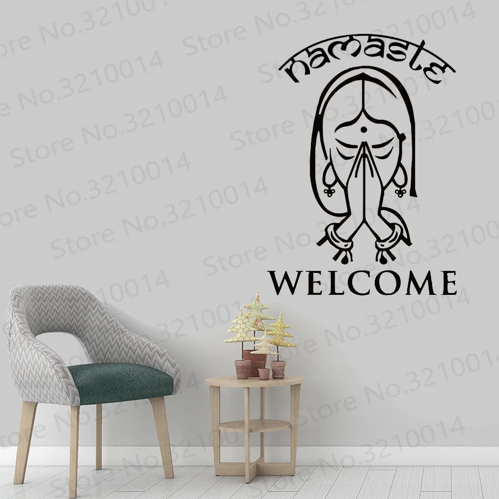 

Домашний декор художественная роспись Индийская Йога намастная наклейка Добро пожаловать слова домашнее украшение виниловая стильная Йог...