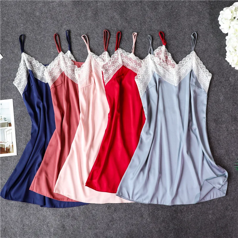 

Женская шелковая атласная ночная рубашка с v-образным вырезом, элегантная летняя ночная рубашка, очаровательное домашнее платье для женщин