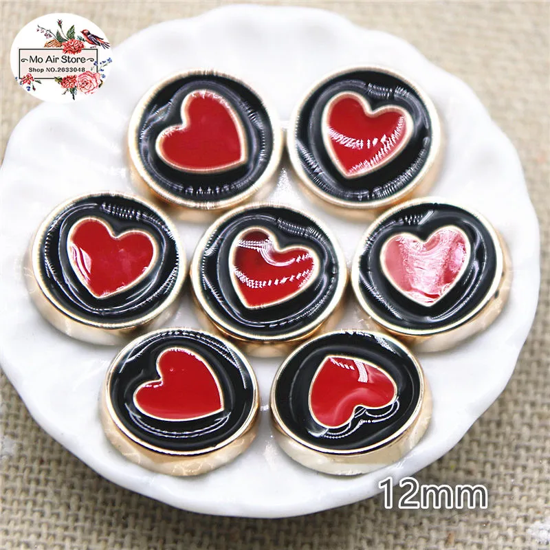 50pcs mix color 12mm heart round flat back Buttons Home Garden Crafts Cabochon Scrapbooking Clothing accessories | Дом и сад