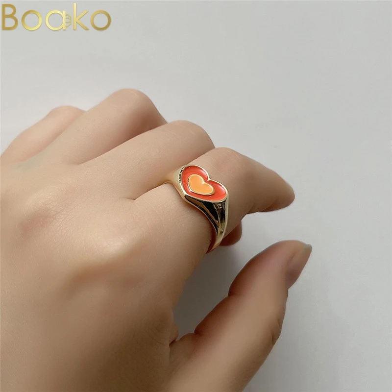 BOAKO новые Ins творческий простой красочные двойной Слои любящее сердце эмаль
