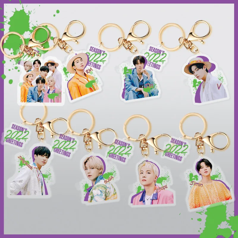 

Kpop Bangtan Boys Acrylic Keychain New 2022 WALL CALENDAR Key Chain Accessories Key Ring Cute Pendant Keyring Gifts Wholesale