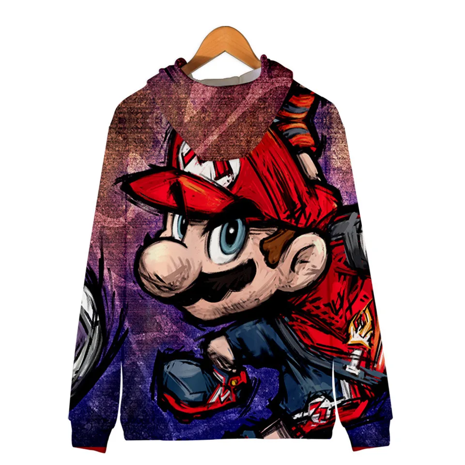 Супер Марио Bros. 3D Толстовка с капюшоном, флисовая толстовка Super Smash Bros, толстовки Harajuku, мужской спортивный костюм, хип-хоп куртка на молнии, пальто, одежда