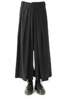 mens casual pants wide leg pants skirt spring and autumn new black pleated super loose fashion temperament stylist skirt pants