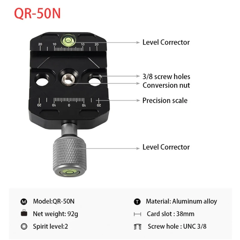 Description Picture 6 of itemAluminium 50mm/70mm/90mm/110mm Quick Release Clamp Tripod Ball Head Mount Clamp for Arca-Swiss Standard Camera Monopod