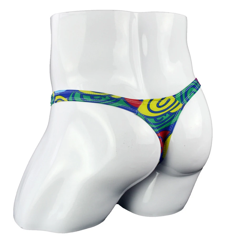 Низкая посадка мужское сексуальное нижнее белье с принтом стринги и трусики