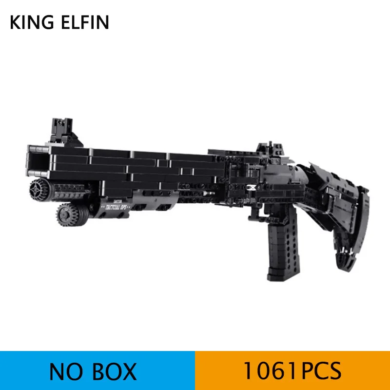 

Burnery M4 shotgun 14003 small particle puzzle assembled building block firearm model toy children's birthday gift 1061PCS