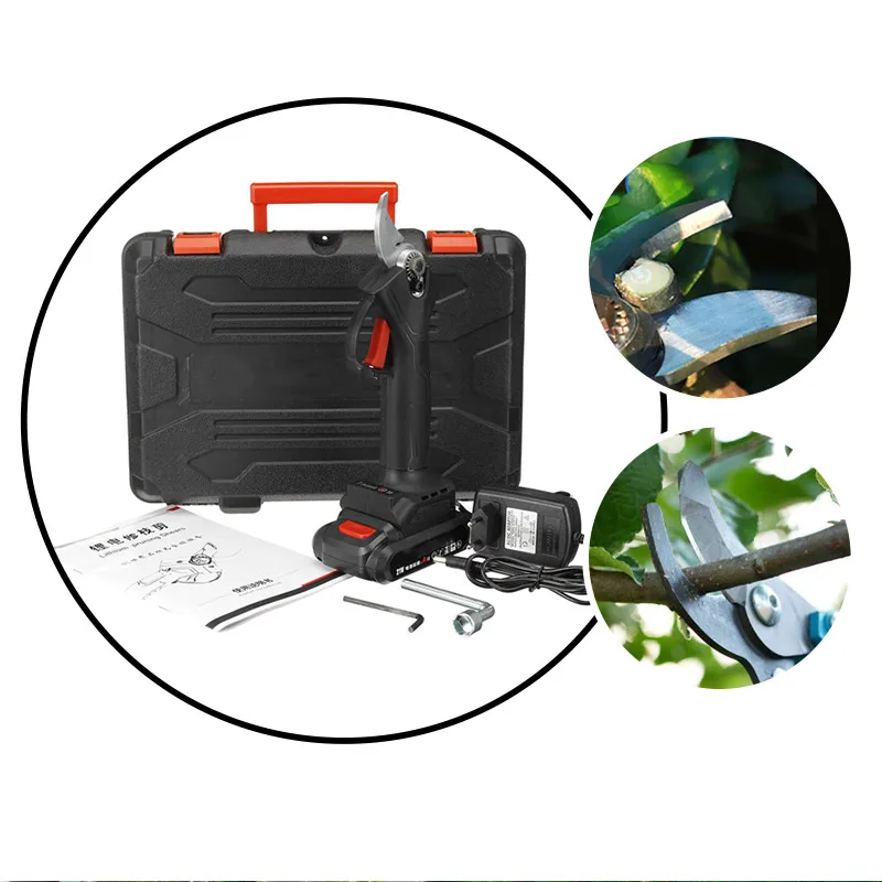 

1500W 21V Electric Pruning Scissors Pruning Shears Rechargeable Garden Pruner Secateur Branch Cutter Cutting Tool w/2x Battery