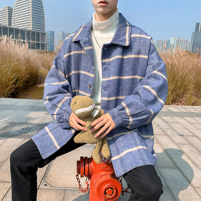 Мужская повседневная шерстяная куртка в стиле ретро свободная уличная одежда