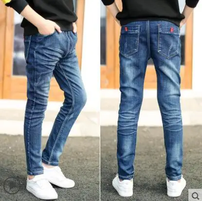 9032 thin jeans Г. Весенние детские джинсы для мальчиков однотонные тонкие джинсы для маленьких мальчиков, повседневные джинсы для больших мальчиков длинные брюки - Цвет: 9032 thin jeans