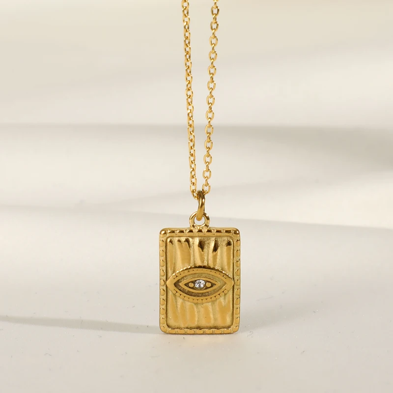 

Stainless Steel Jewelry Zirconia Eye Pattern Pendant Necklace