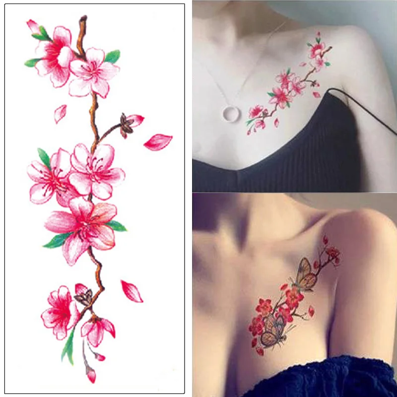Модные татуировки водостойкие временные тату-наклейки разные цветы сексуальное