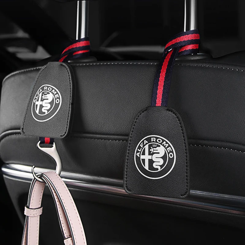 

1/2Pcs Leather Multifunction Hook Up Car Seat Back Hooks For Alfa Romeo Giulia Giulietta 159 156 MITO Stelvio 147 Car Accessorie