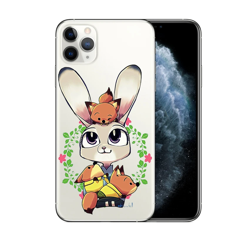 Из мультфильма зверополис С рисунками лисички и кролика из чехол для iPhone X XR XSMax 5 5S