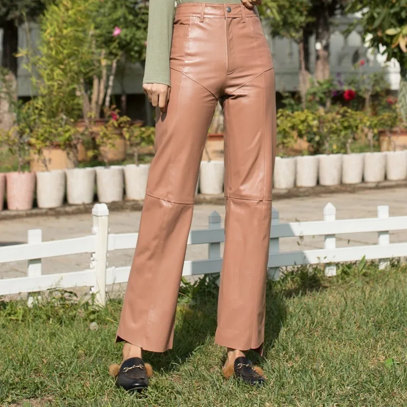 

New leather pants real women's multicolor sheepskin real pants