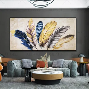 Постер с золотыми перьями в скандинавском стиле, Современная Абстрактная Картина на холсте, настенные картины для гостиной, плакат для интерьера and Print Caudros Art