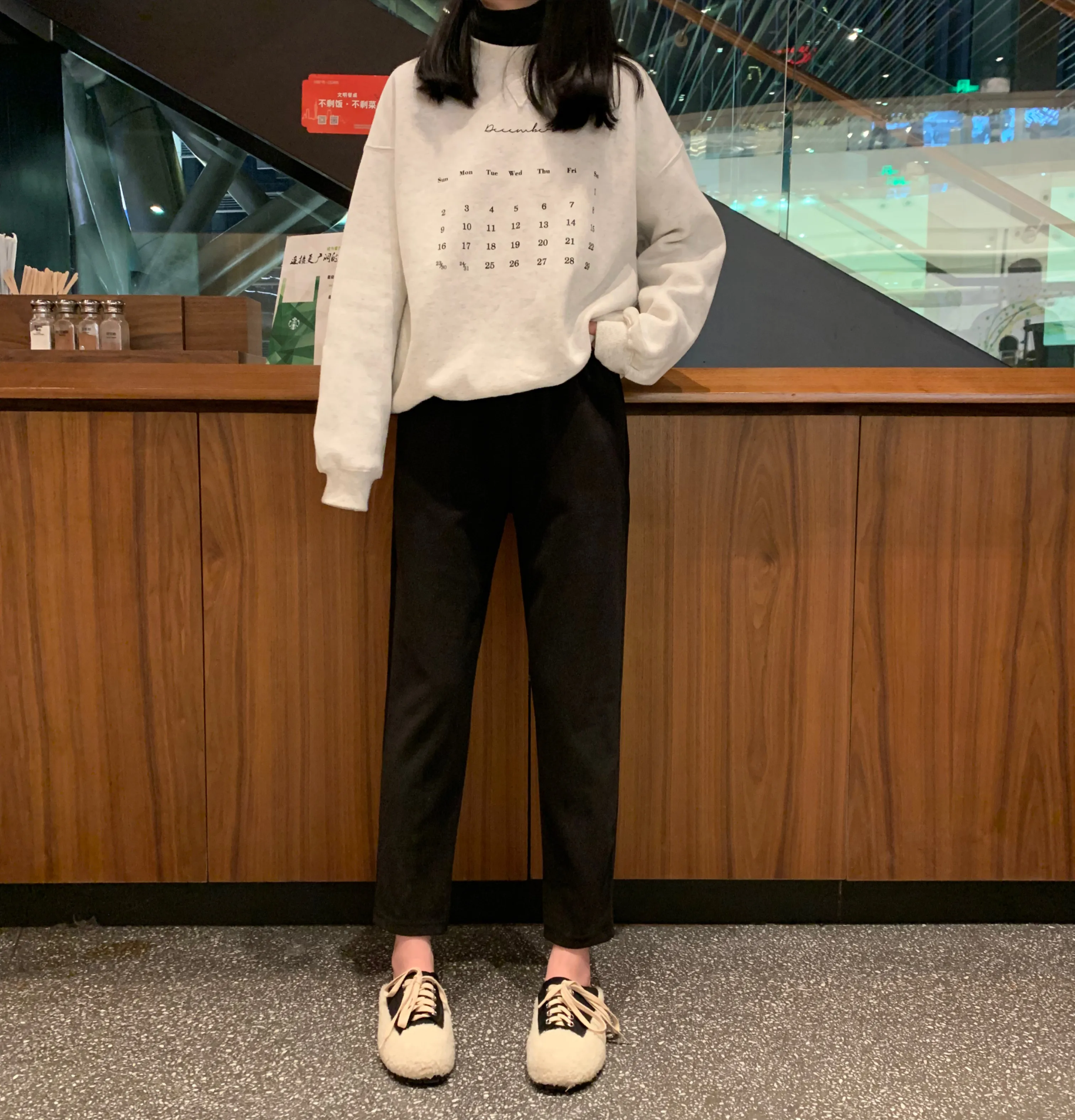 

Fdfklak Spring autumn new net red woolen pant women thick winter harem pants female high waist casual nine point straight pants