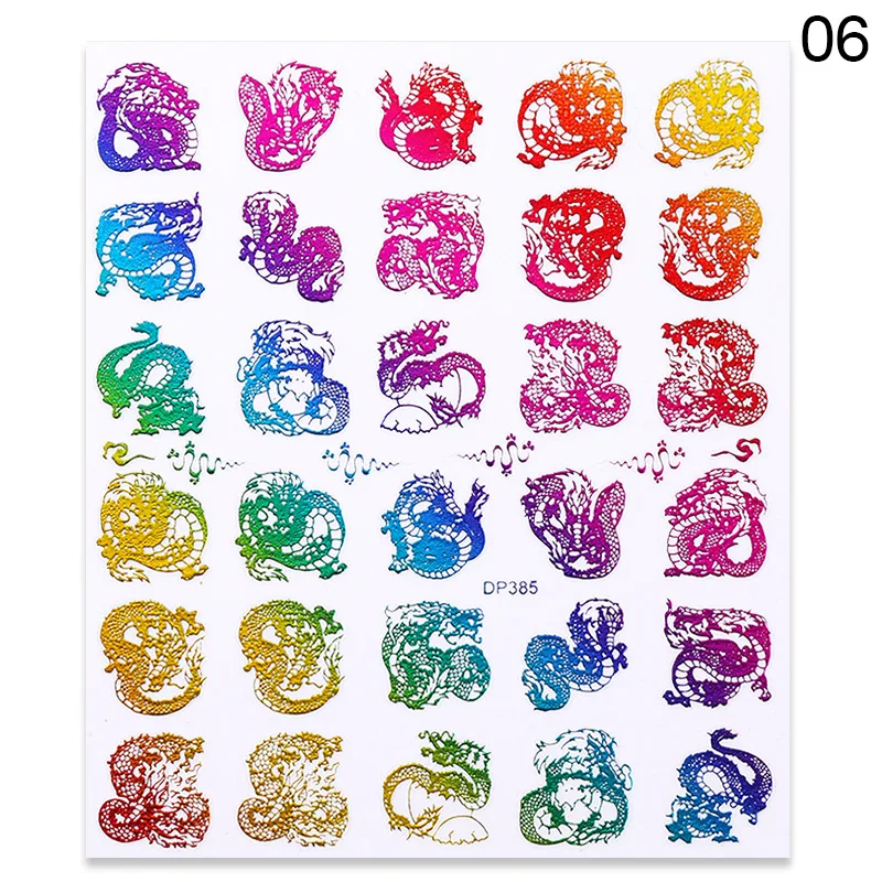 Голографика 3D Nail переводные наклейки на ногти Laser Dragon Phoenixs красочная Фольга для