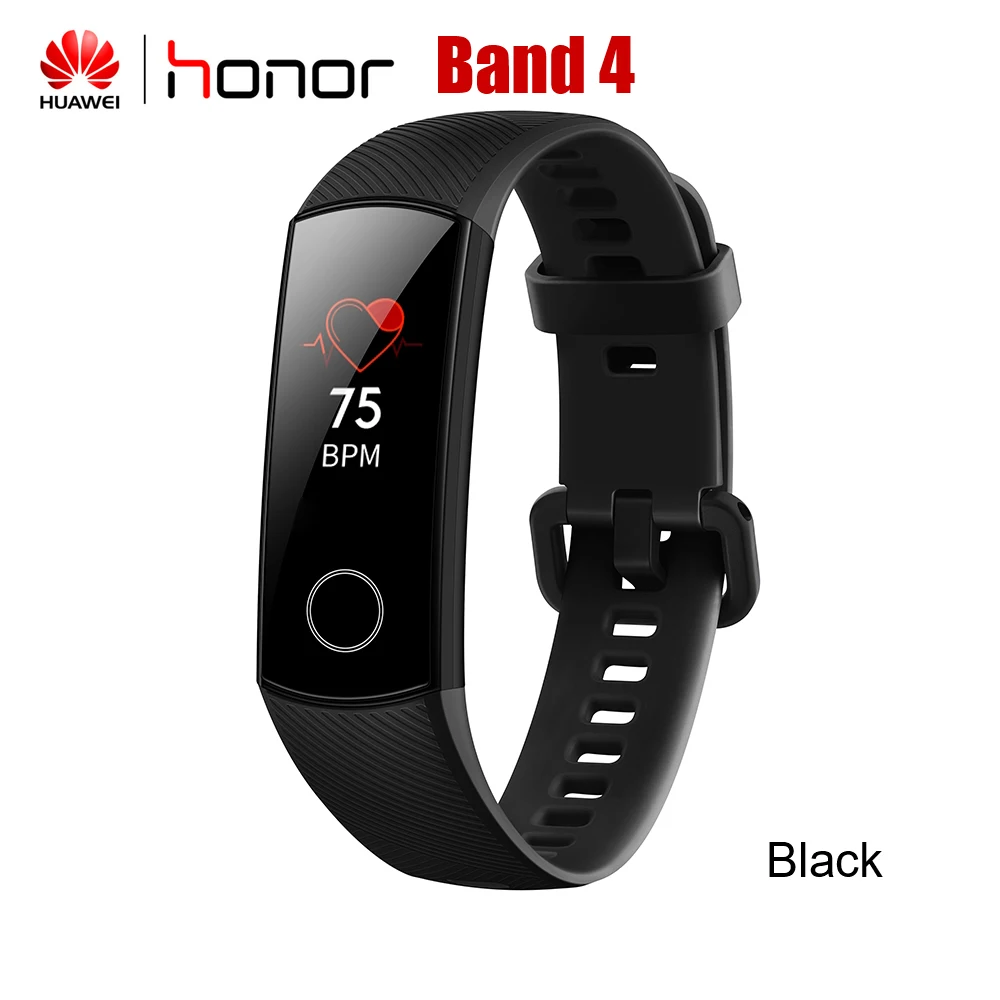 band 4 black Смарт-браслет huawei Honor Band 5 Amoled цветной 0,9" сенсорный экран для плавания осанка обнаружения пульса трекер сна оснастка - Цвет: band 4 black