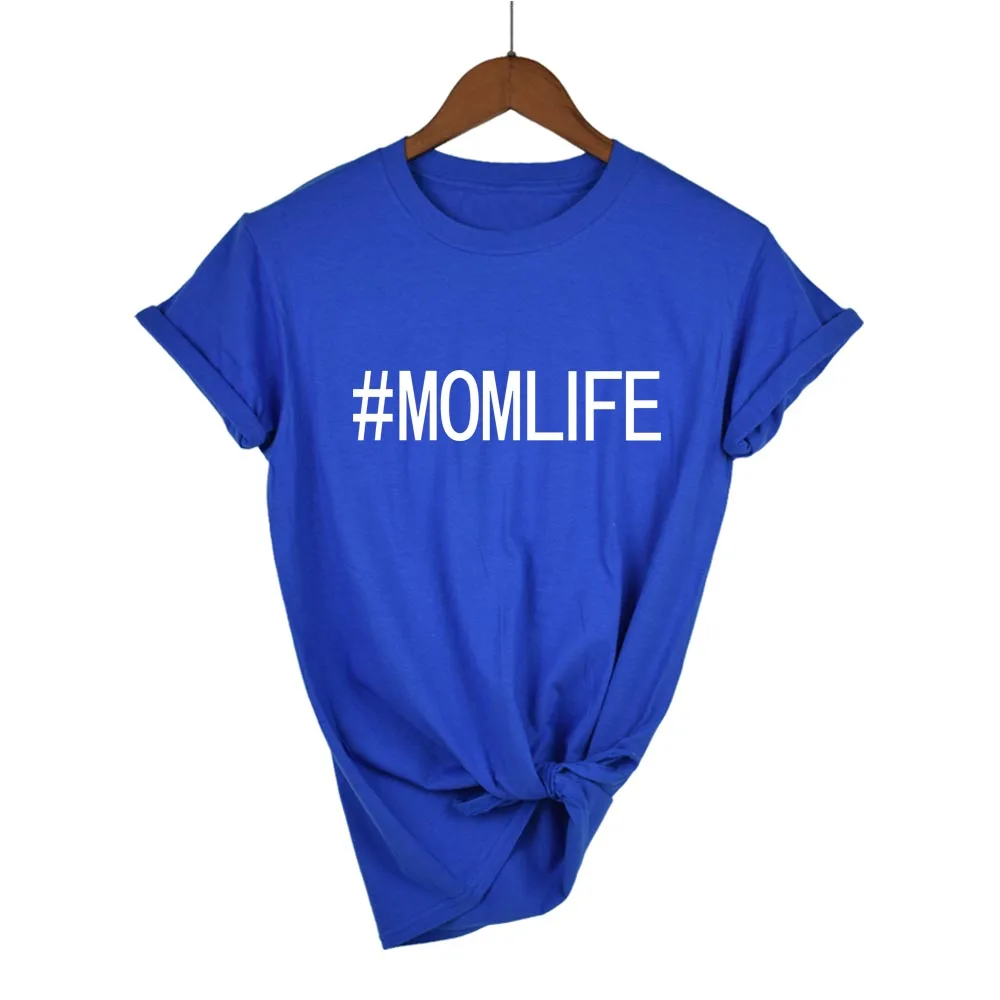 # MOMLIFE/женская футболка с буквенным принтом Хлопковая Повседневная забавная для