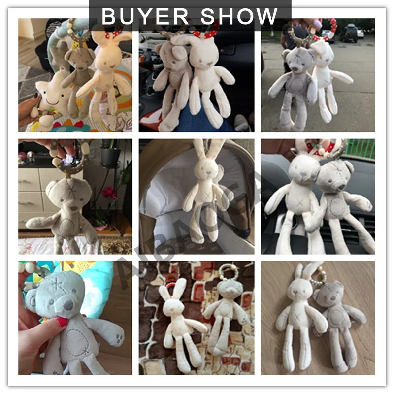 

cute Baby Crib Stroller Toy Rabbit Bunny Bear Soft Plush infant Doll Mobile Bed Pram kid Animal baby toys developmental