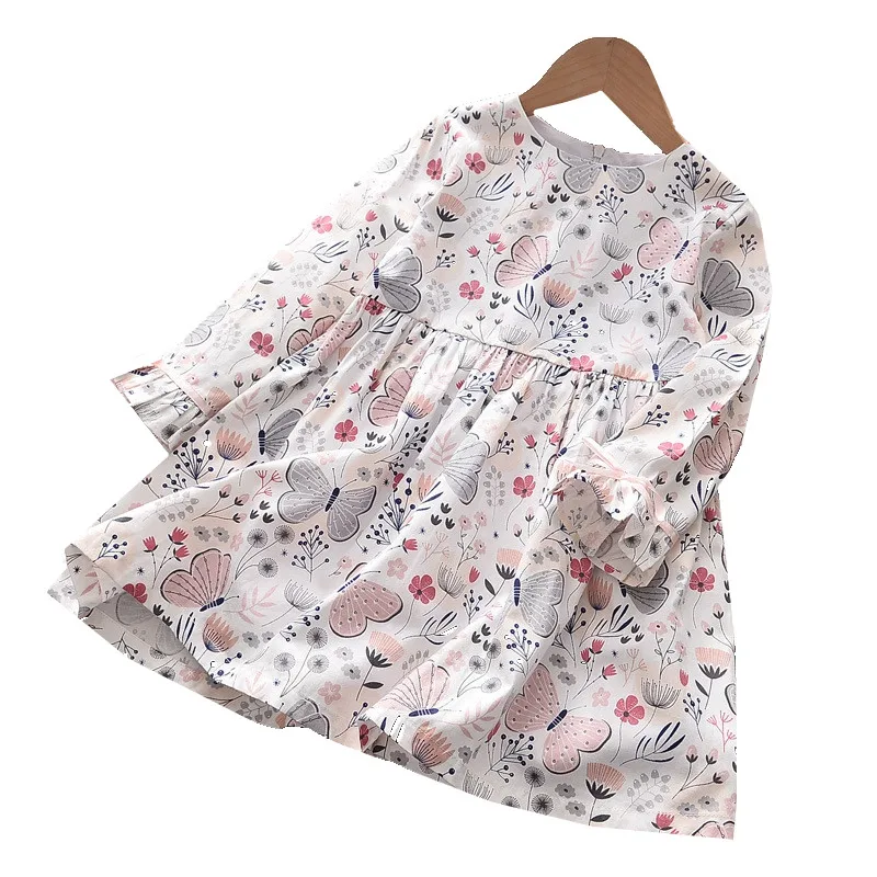 

Baby Girl Long Sleeve Princess Dress New Autumn Kid Girls Dress Floral Sweet Children Party Butterfly Costume Children Clothes