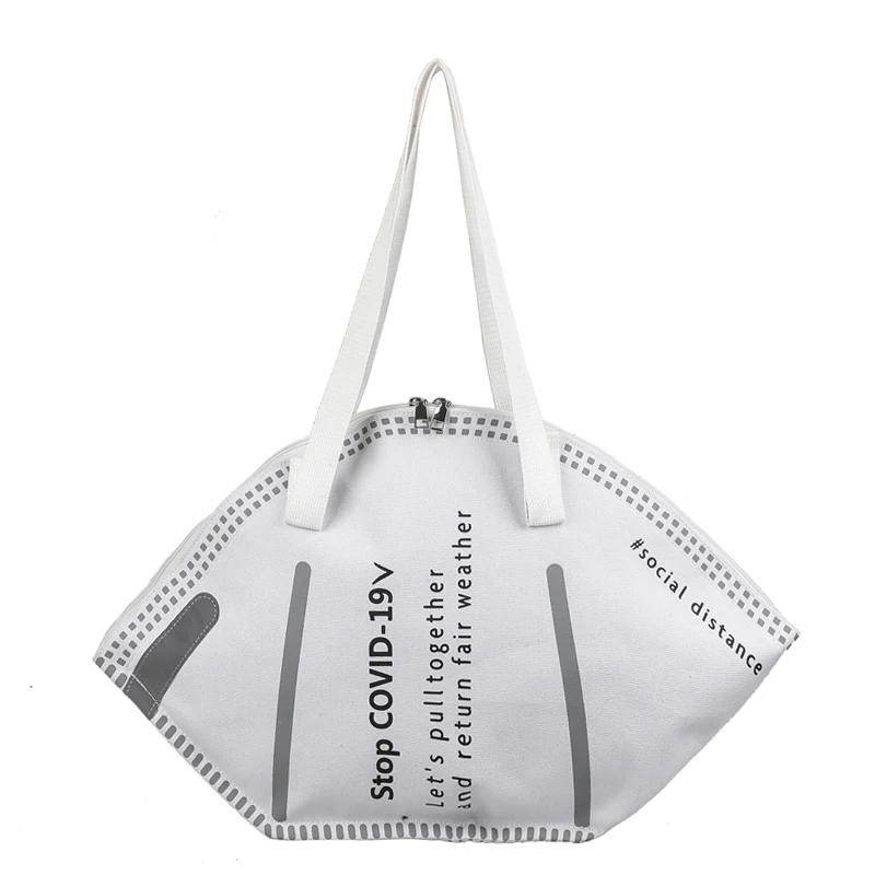 

Large Capacity Handbags Casual Creative Ladies Canvas Bag Hobos Mask Shoulder Dropshipping Female Fashion Trendy Shopping Bag