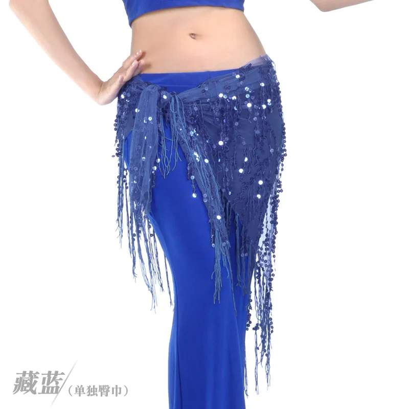 Navy Blue Костюм для танца живота расшитый блестками треугольное полотенце пояс для танца живота поясная цепь хип шарф танцевальная юбка для женщин танцевальные аксессуары - Цвет: Navy Blue