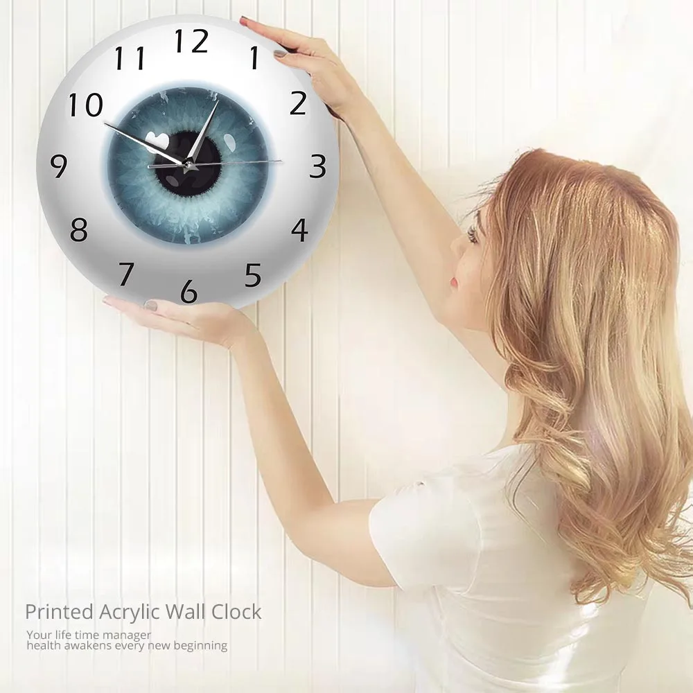 

The Eye Eyeball with Beauty Contact Pupil Core Sight View Ophthalmology Mute Wall Clock Optical Store Novelty Wall Watch Gift