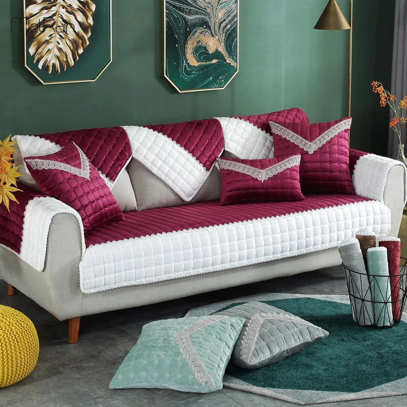 Европейский плюшевый чехол для дивана гостиной бархатные Лоскутные Чехлы