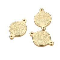 silver colorgolden stainless steel 2 hole san benito medal cross charm for bracelet saint benedict of nursia connector 20pcs