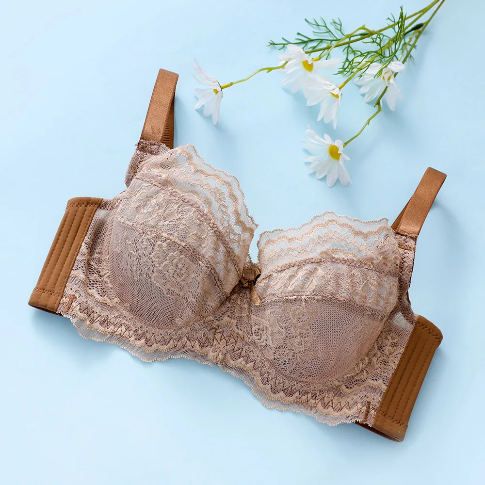 Sexy Lace Bra For Women Underwire Ultra-Thin Light Weight Breathable Underwear Wide Bust Corset Female Size 32-38 B C D DD Cup