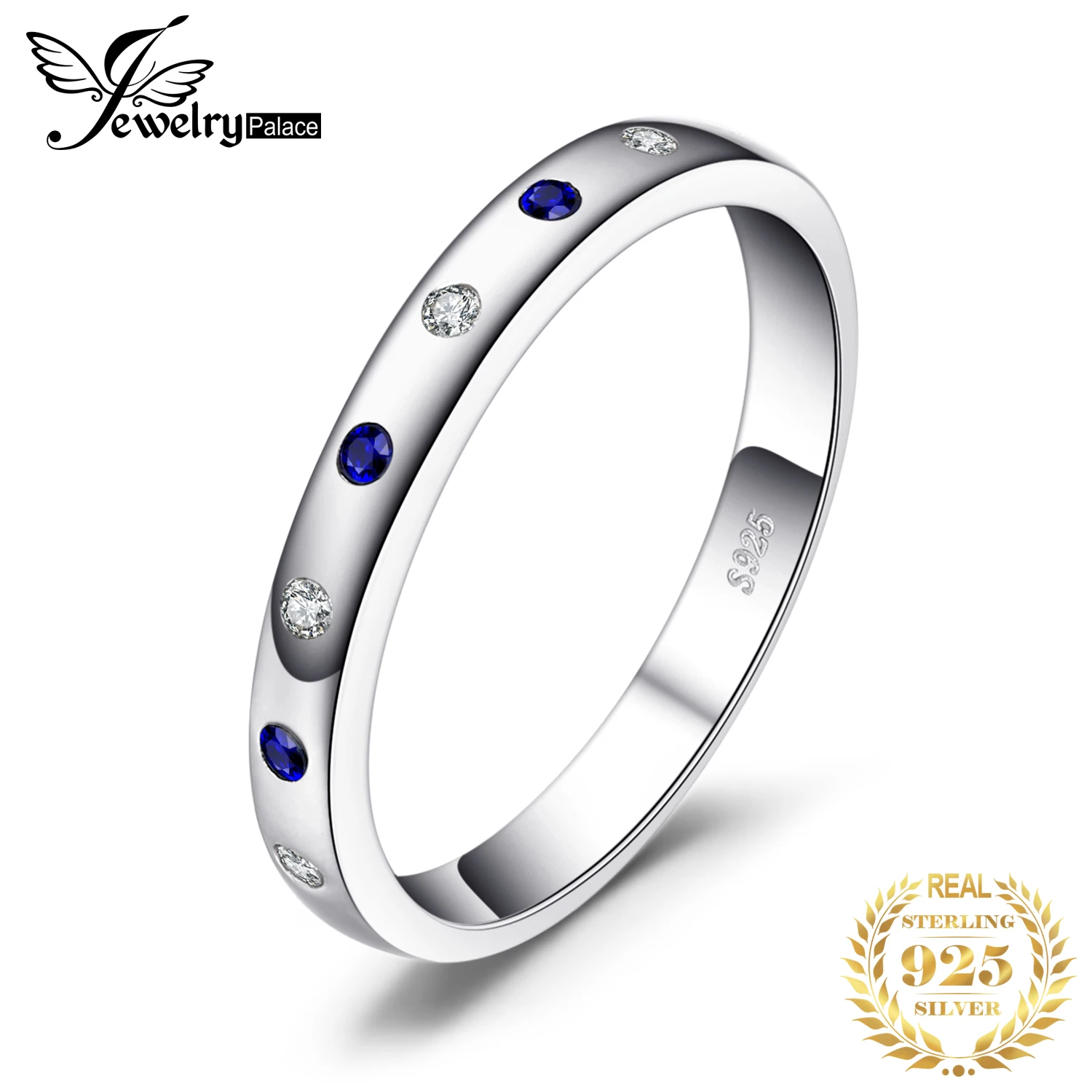 Женское кольцо с синим сапфиром JewelryPalace обручальные кольца вечности из