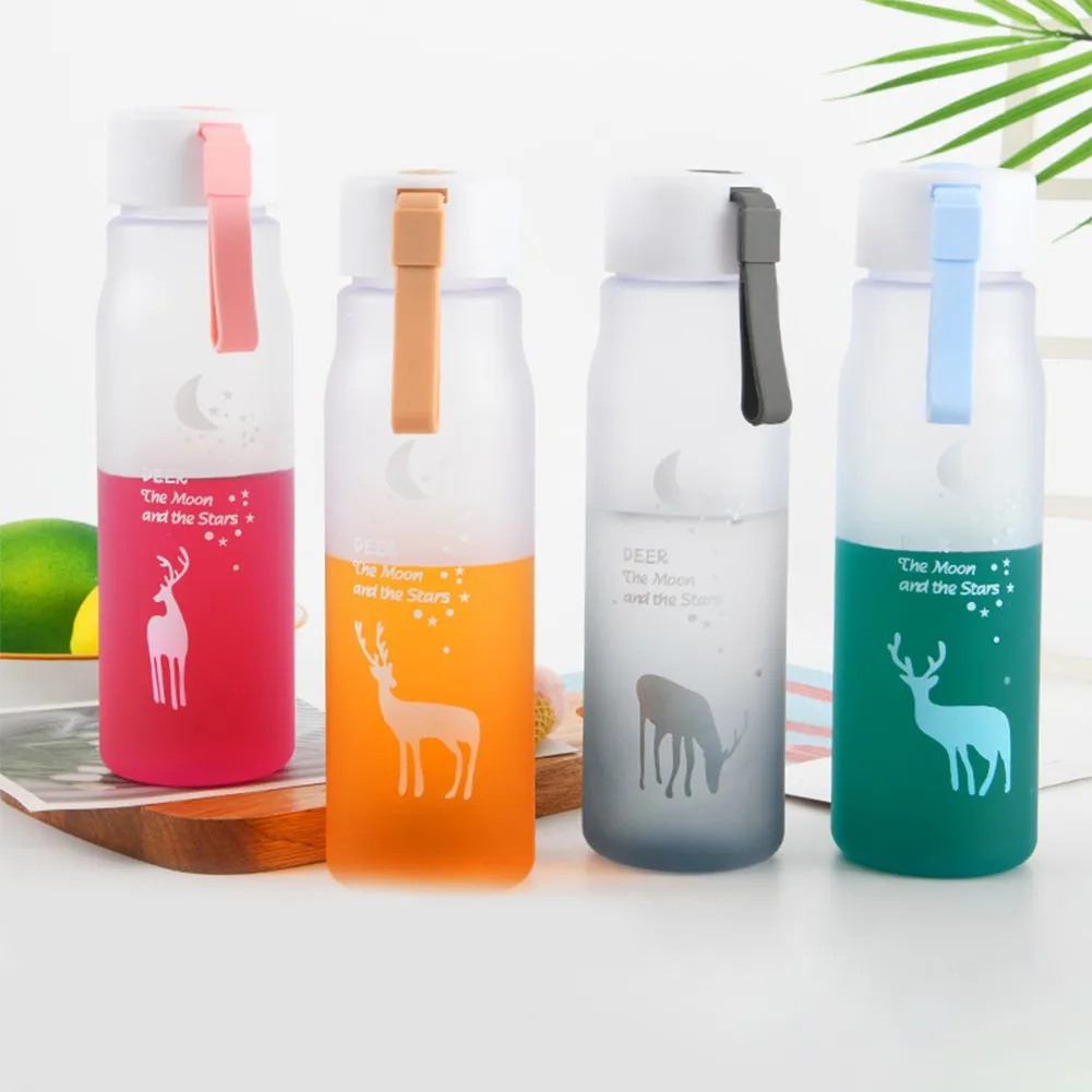 

600ML Elk Water Bottle With Rope Tour Outdoor Sport Leak Proof Seal Jug School Kids Adult Girl Drinkware Shaker Portable Drink