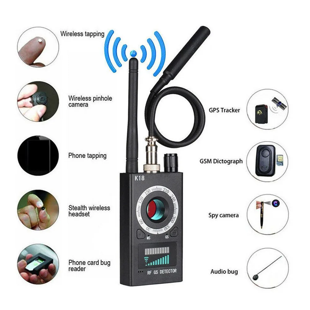 K18 Multifunctional Anti-Spy Detector Camera GSM Audio Bug Finder GPS Signal Lens RF Wireless Tracker Detect Products | Безопасность и