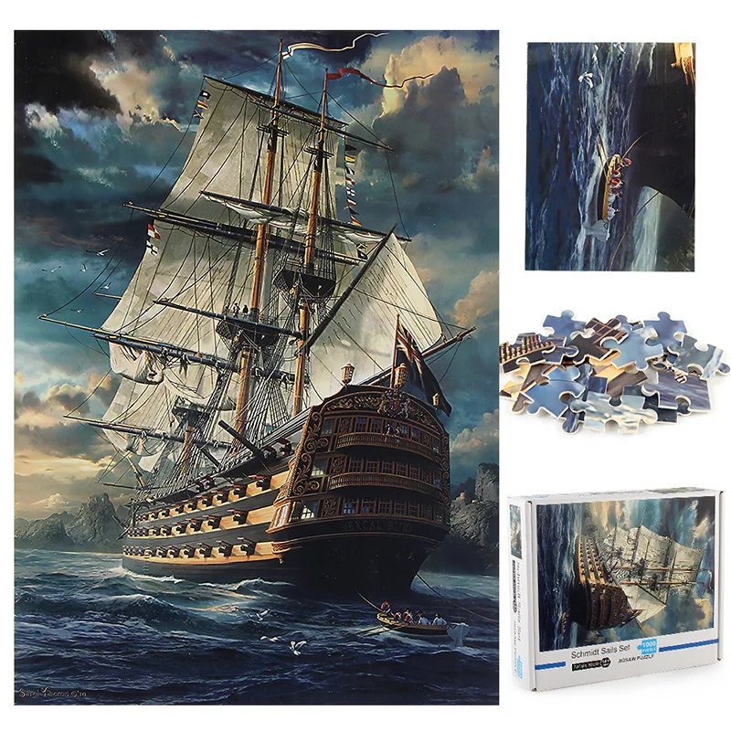 

JINLETONG 1000 Pieces 3D Paper Jigsaw Puzzle Sailboat for Adults Educational Toy for Kids Puzzle Box 3d Puzzle for Adults