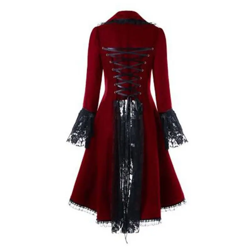 Женское длинное облегающее пальто готическое в стиле ретро средневековой